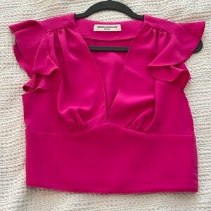 Amanda Uprichard Romy Top Size Small in Hot Pink